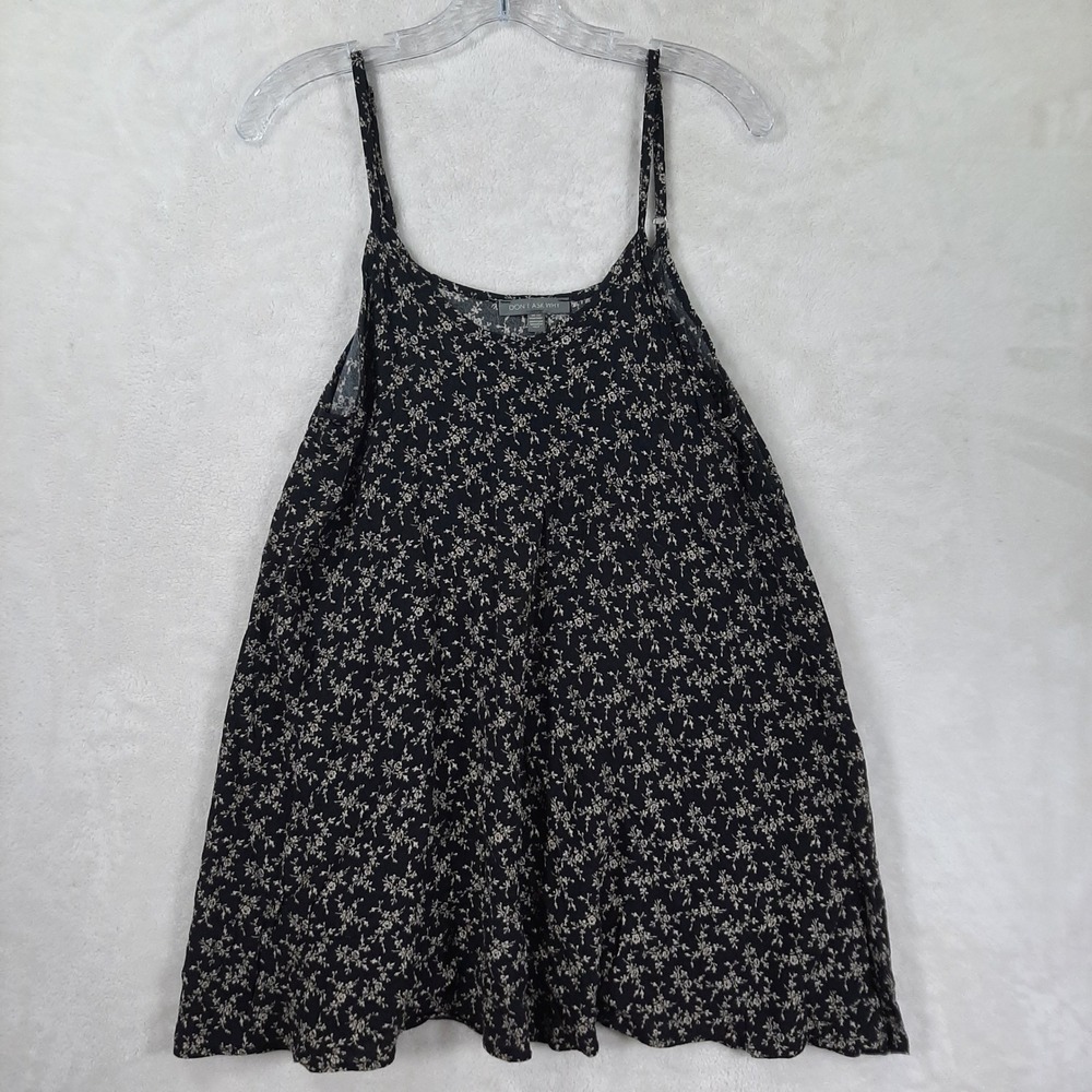 Don't Ask Why American Eagle Black Floral Cami Baby Doll Tank Summer Gauze Fairy